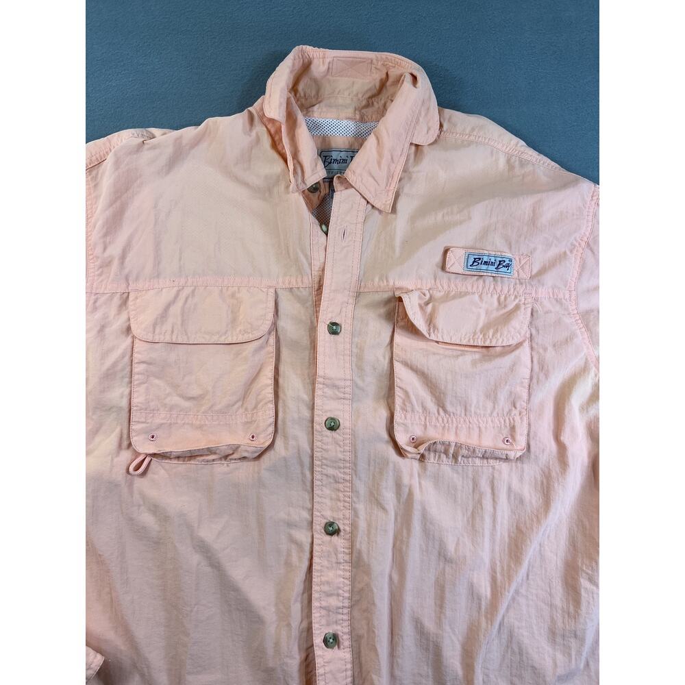 Bimini Bay Fishing Shirt Mens XL Peach Long Sleeve Vented Performance Pockets - Picture 5 of 15